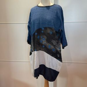 Lagenlook Style Loose Fitting Color-block Dress by Belinda One of a Kind